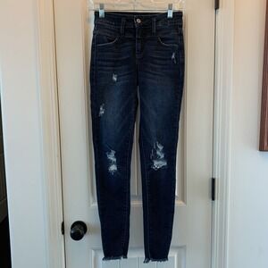 KanCan Jeans Distressed Skinny Size 25 Dark Blue